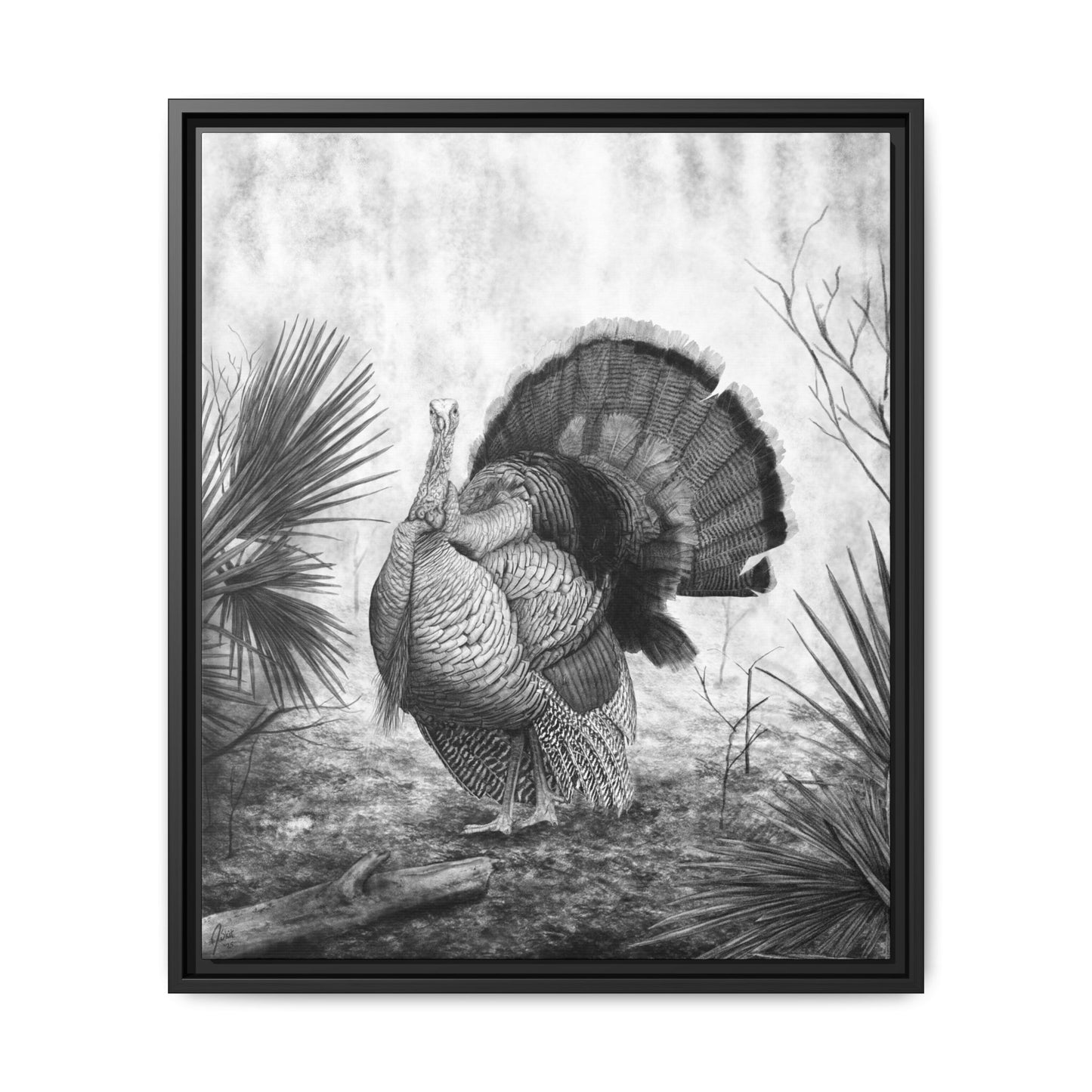 "Palmetto Palace" | Wild Turkey Framed Canvas Print