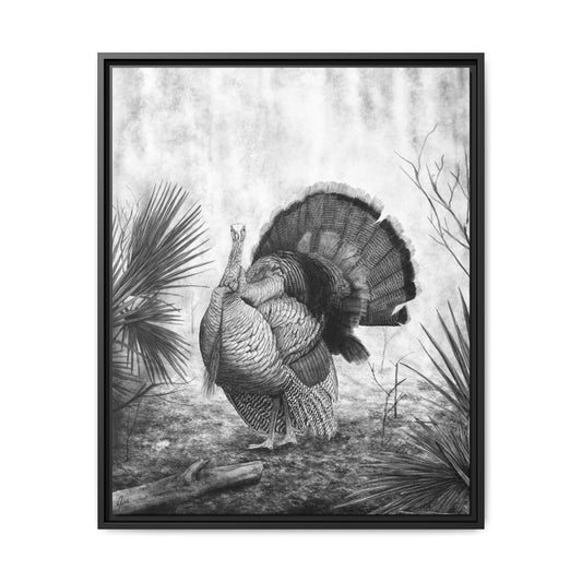 "Palmetto Palace" | Wild Turkey Framed Canvas Print